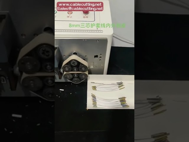 Full Automatic Wires Stripping Peeling Cutting Machine 908A 908B Multi Wire Cores Sheath 8 Wheels Op