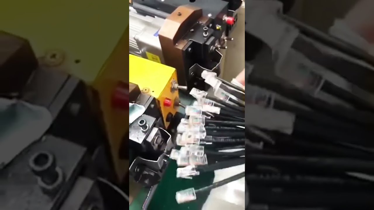 Real Shot Video of Network Cable and Crystal Head Crimping #factory #machine