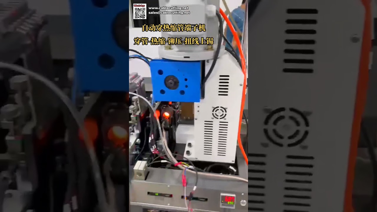 Mesin Pemotong, Crimping Terminal, dan Timah Kawat Automatik dengan Pemasangan Tiub Pengecutan Haba